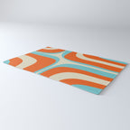 Mid Century Modern Retro Groove Modernist Abstract Pattern in Orange Blue Beige Rug Gallery Image 3