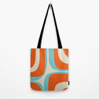 Mid Century Modern Retro Groove Modernist Abstract Pattern in Orange Blue Beige Tote Bag Gallery Image 2