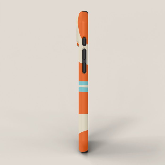 Mid Century Modern Retro Groove Modernist Abstract Pattern in Orange Blue Beige iPhone Case Gallery Image 2