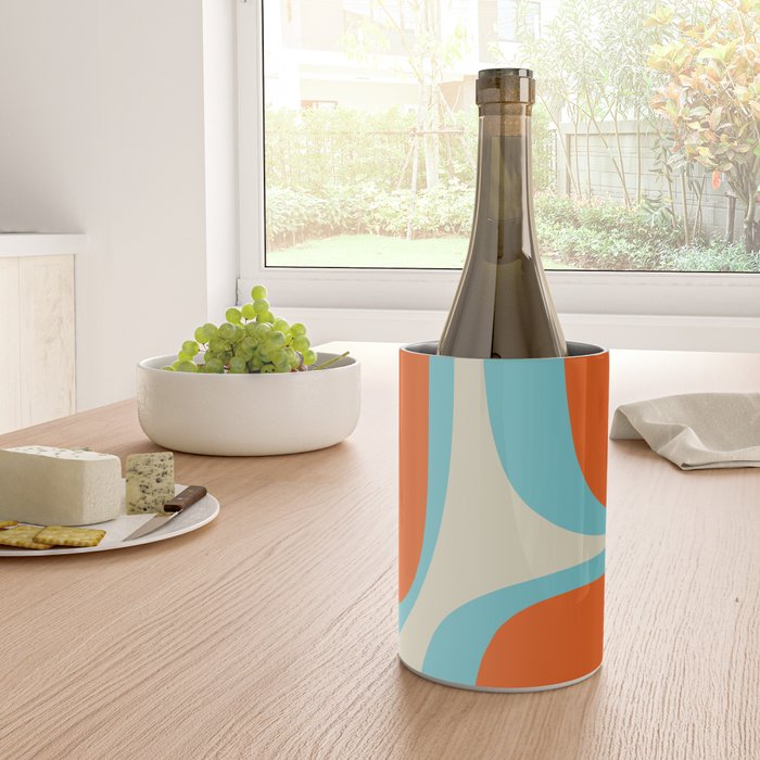 Mid Century Modern Retro Groove Modernist Abstract Pattern in Orange Blue Beige Wine Chiller Gallery Image 4