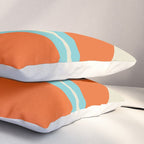 Mid Century Modern Retro Groove Modernist Abstract Pattern in Orange Blue Beige Pillow Sham Gallery Image 3
