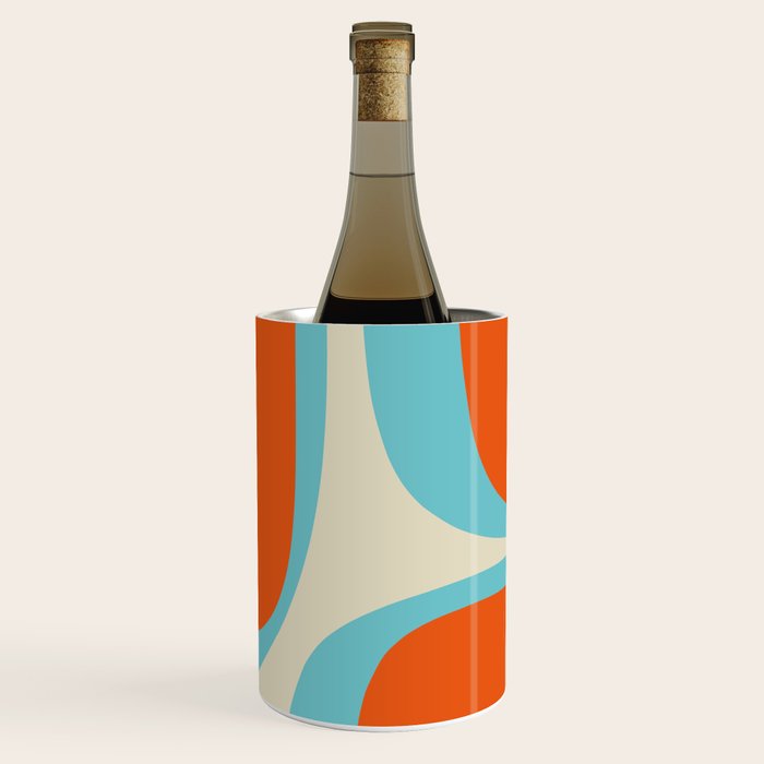 Mid Century Modern Retro Groove Modernist Abstract Pattern in Orange Blue Beige Wine Chiller Gallery Image 1