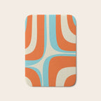 Mid Century Modern Retro Groove Modernist Abstract Pattern in Orange Blue Beige Bath Mat Gallery Image 1