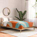 Mid Century Modern Retro Groove Modernist Abstract Pattern in Orange Blue Beige Comforter Gallery Image 2
