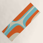 Mid Century Modern Retro Groove Modernist Abstract Pattern in Orange Blue Beige Yoga Mat Gallery Image 1