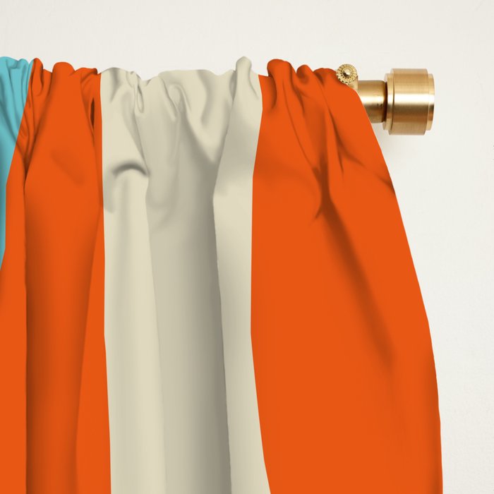 Mid Century Modern Retro Groove Modernist Abstract Pattern in Orange Blue Beige Window Curtain Gallery Image 2