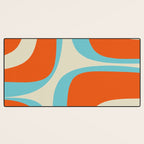 Mid Century Modern Retro Groove Modernist Abstract Pattern in Orange Blue Beige Desk Mat Gallery Image 3