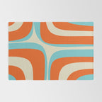 Mid Century Modern Retro Groove Modernist Abstract Pattern in Orange Blue Beige Rug Gallery Image 2