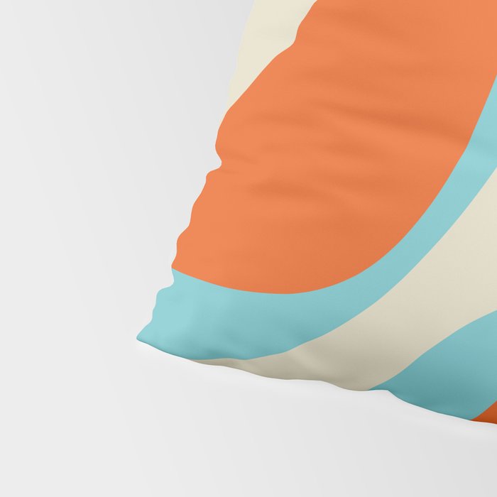 Mid Century Modern Retro Groove Modernist Abstract Pattern in Orange Blue Beige Pillow Sham Gallery Image 4