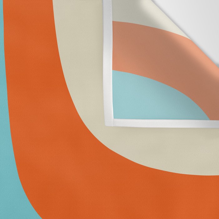 Mid Century Modern Retro Groove Modernist Abstract Pattern in Orange Blue Beige Wall Tapestry Gallery Image 3