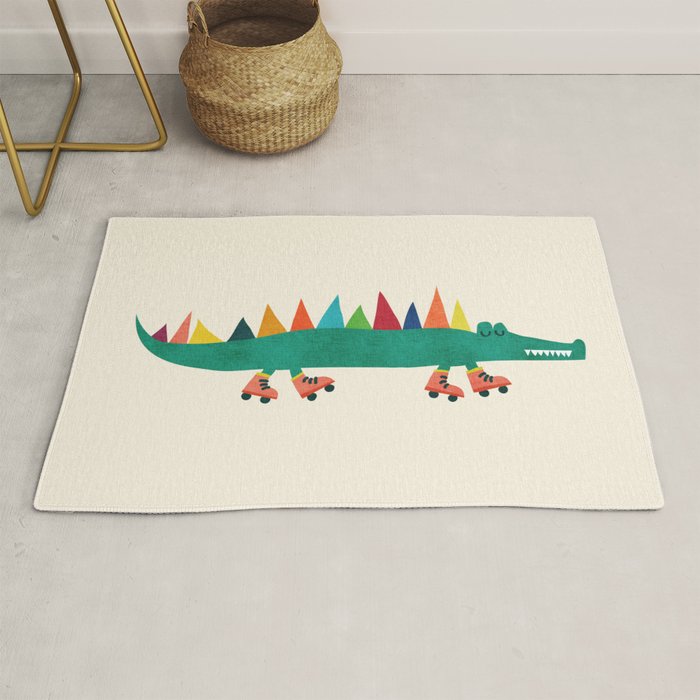 Crocodile on Roller Skates Rug Gallery Image 1