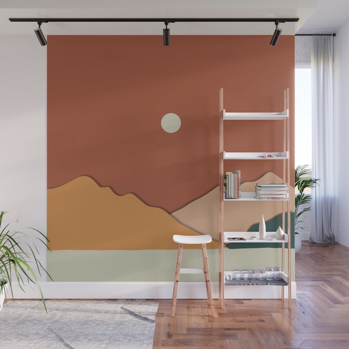 minimal mountain lake side  Wall Mural Gallery Image 1