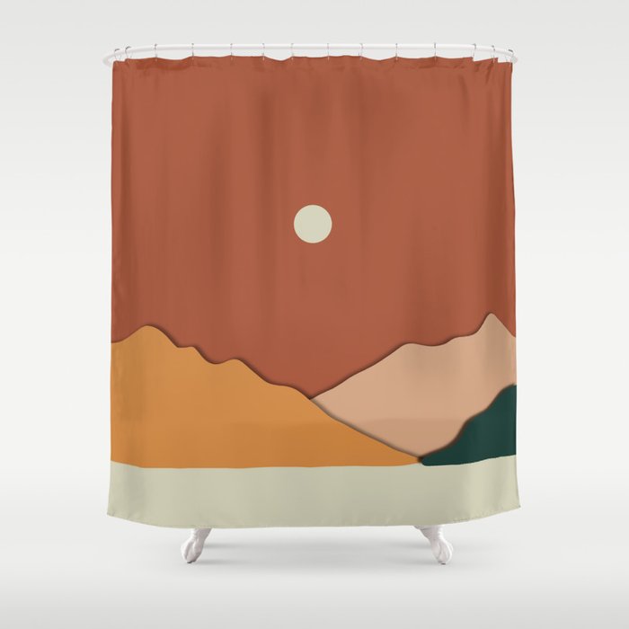 minimal mountain lake side  Shower Curtain Gallery Image 1