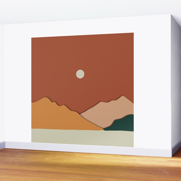 minimal mountain lake side  Wall Mural Gallery Image 2