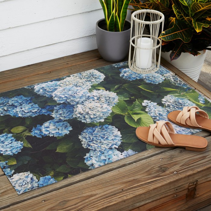 Blue Hydrangea Outdoor Rug Gallery Image 2