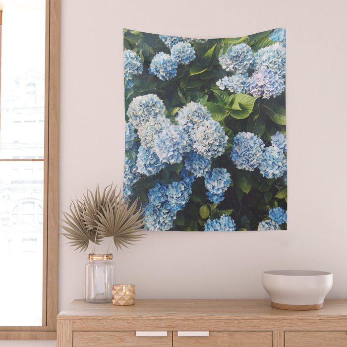 Blue Hydrangea Wall Tapestry Gallery Image 2