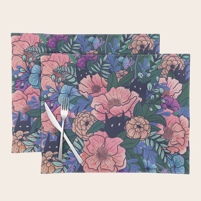 Wild Flowers (on Blue) Placemat Gallery Image 1