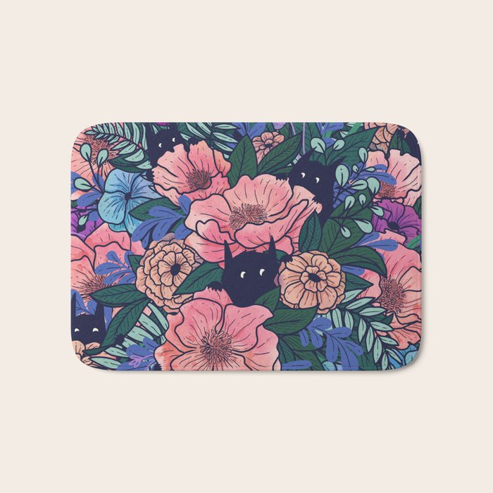 Wild Flowers (on Blue) Bath Mat Gallery Image 1
