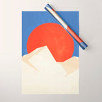 The Japanese Sun | Vintage Minimal Mount Fuji Landscape Wrapping Paper Gallery Image 1