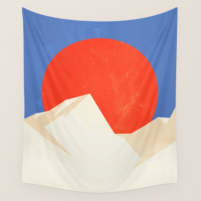 The Japanese Sun | Vintage Minimal Mount Fuji Landscape Wall Tapestry Gallery Image 4