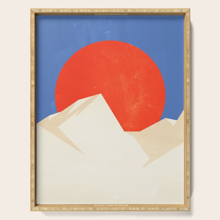 The Japanese Sun | Vintage Minimal Mount Fuji Landscape Serving Tray Gallery Image 1