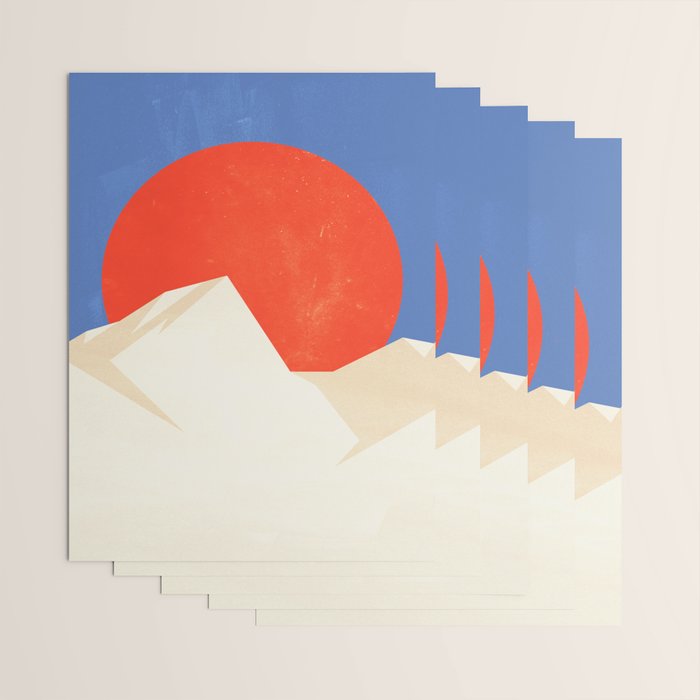 The Japanese Sun | Vintage Minimal Mount Fuji Landscape Wrapping Paper Gallery Image 3