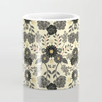 Gray, Black, Cream, Yellow & Red Sophisticated Floral Pattern Coffee Mug Gallery Image 4