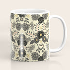 Gray, Black, Cream, Yellow & Red Sophisticated Floral Pattern Coffee Mug Gallery Image 1