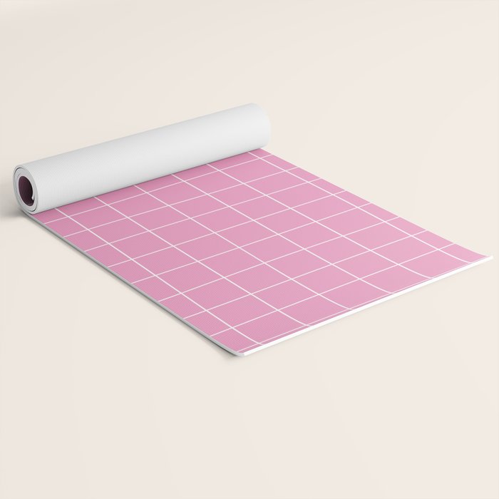 Hand Drawn Grid Hot Pink Yoga Mat Gallery Image 2