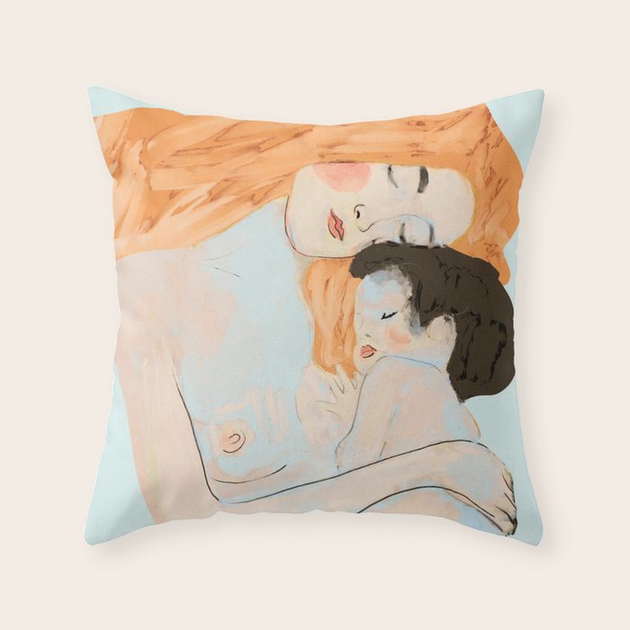 Mother and Child ,Gustav Klimt ,The Three Ages of Woman (detail) 3 Throw Pillow Gallery Image 6