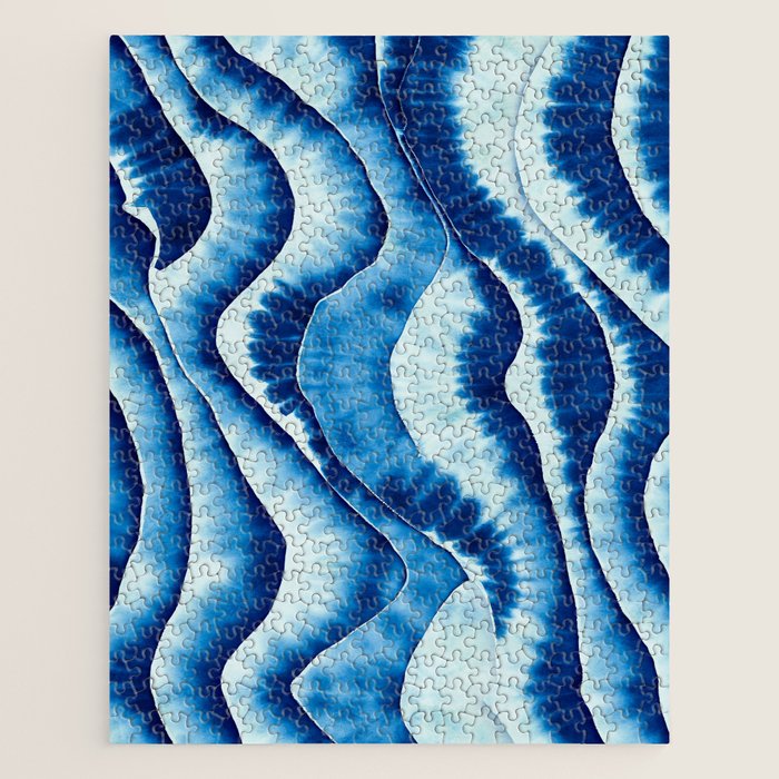 Shibori: Japanese Indigo Tie-Dye Pattern 01 Jigsaw Puzzle Gallery Image 1