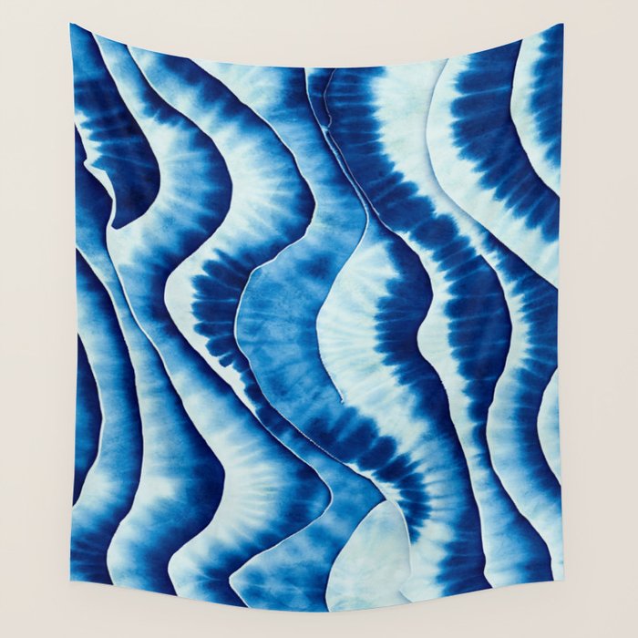 Shibori: Japanese Indigo Tie-Dye Pattern 01 Wall Tapestry Gallery Image 1