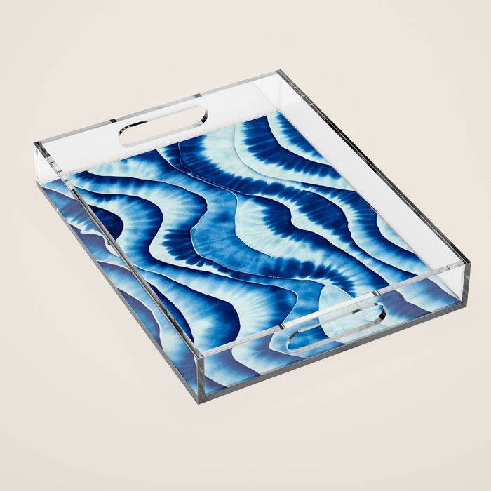 Shibori: Japanese Indigo Tie-Dye Pattern 01 Acrylic Tray Gallery Image 1