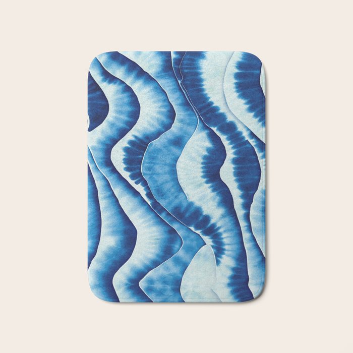 Shibori: Japanese Indigo Tie-Dye Pattern 01 Bath Mat Gallery Image 1
