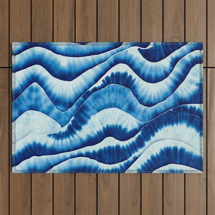 Shibori: Japanese Indigo Tie-Dye Pattern 01 Outdoor Rug Gallery Image 1