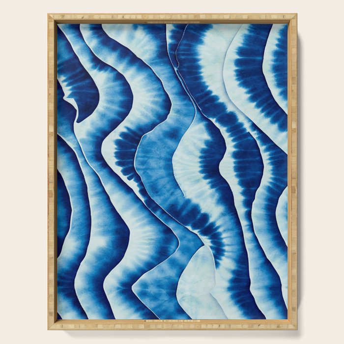 Shibori: Japanese Indigo Tie-Dye Pattern 01 Serving Tray Gallery Image 1