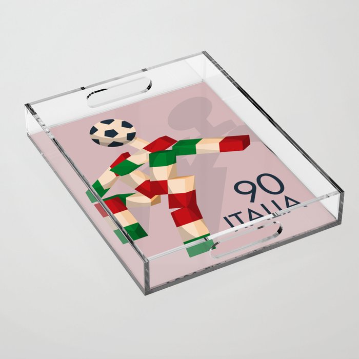 Vintage World Cup poster, Ciao, Italia 90 mascot, old football print Acrylic Tray Gallery Image 1