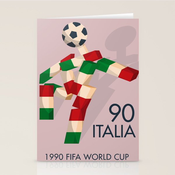 Vintage World Cup poster, Ciao, Italia 90 mascot, old football print Stationery Card Gallery Image 2