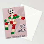 Vintage World Cup poster, Ciao, Italia 90 mascot, old football print Stationery Card Gallery Image 2