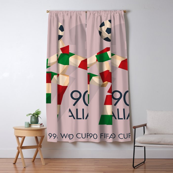 Vintage World Cup poster, Ciao, Italia 90 mascot, old football print Window Curtain Gallery Image 5
