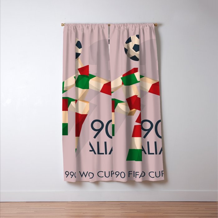 Vintage World Cup poster, Ciao, Italia 90 mascot, old football print Window Curtain Gallery Image 3