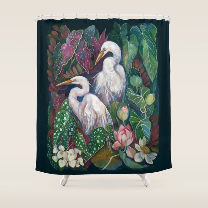 Begonia Egret  Shower Curtain Gallery Image 1