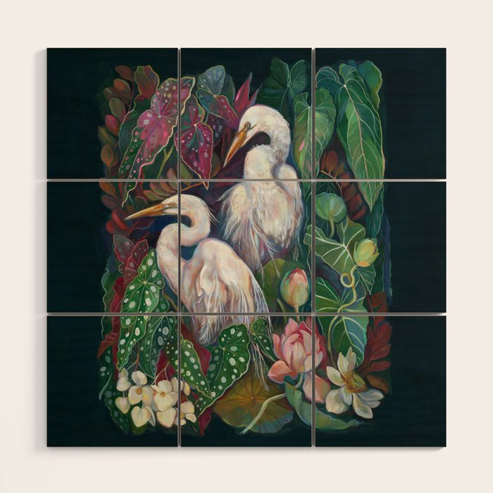 Begonia Egret  Wood Wall Art Gallery Image 1