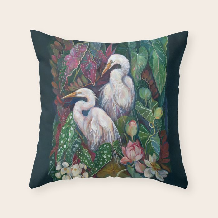 Begonia Egret  Throw Pillow Gallery Image 6