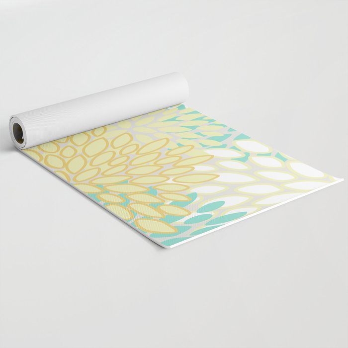 Floral Prints, Mint Green and Yellow, Modern Print Art Yoga Mat Gallery Image 2