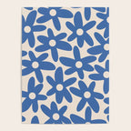 Blue Daisy Time Cute Retro Floral Pattern Poster Gallery Image 4