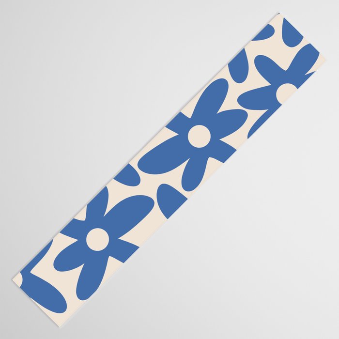 Blue Daisy Time Cute Retro Floral Pattern Table Runner Gallery Image 3