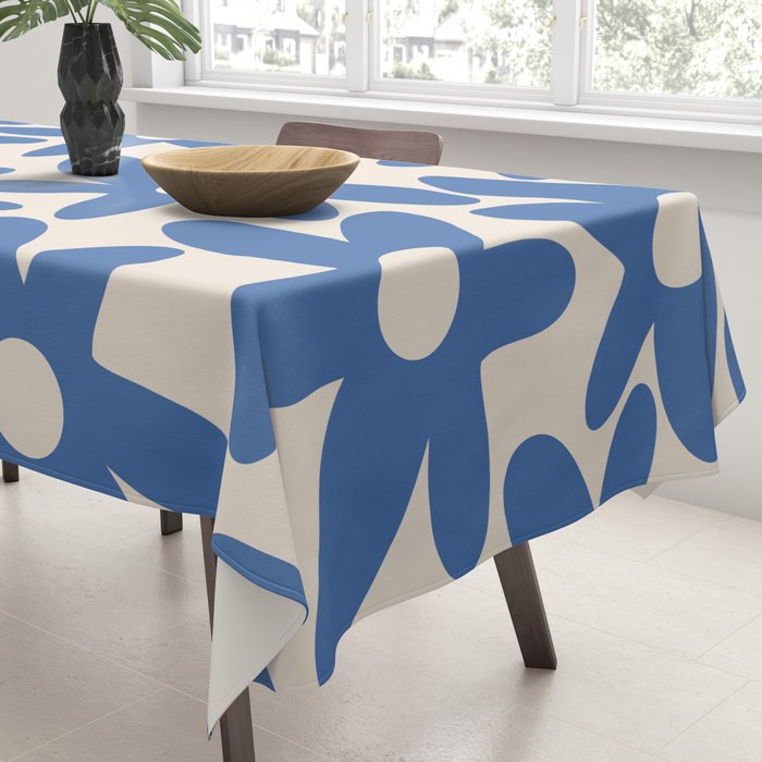 Blue Daisy Time Cute Retro Floral Pattern Tablecloth Gallery Image 3