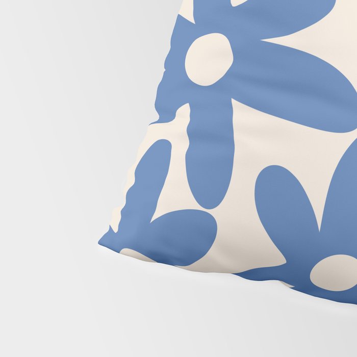 Blue Daisy Time Cute Retro Floral Pattern Pillow Sham Gallery Image 4