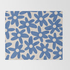 Blue Daisy Time Cute Retro Floral Pattern Throw Blanket Gallery Image 2